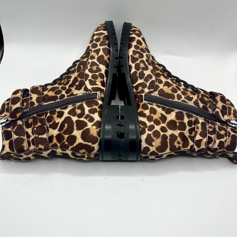 REBECCA MINKOFF Animal Print Boots Jaiden Calf Hair Leopard Combat Boots Size 8M - Picture 12 of 16